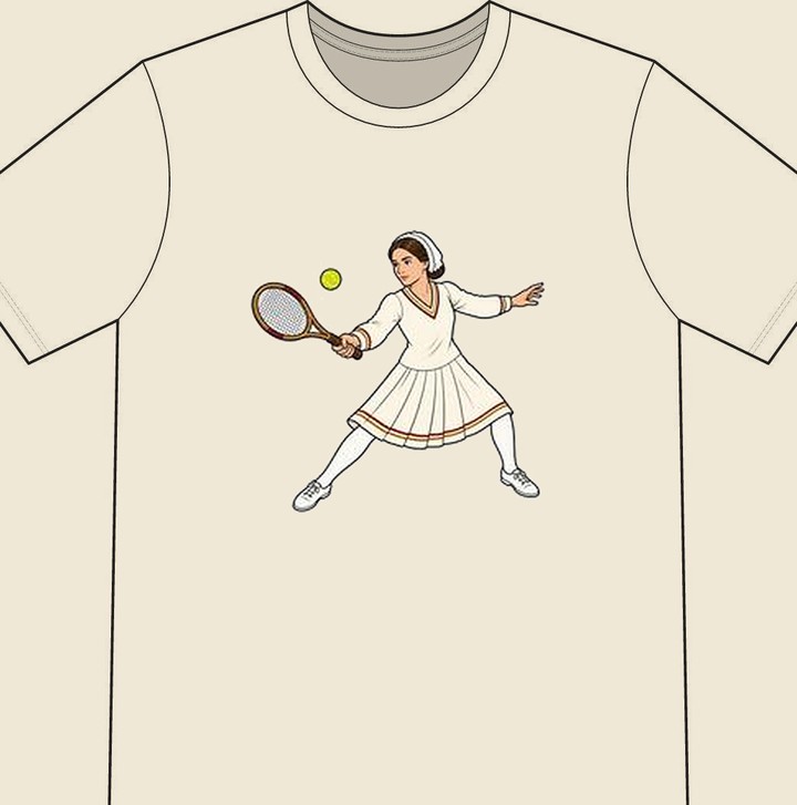 Florence Nightingale illustrated on a natural tennis T-shirt