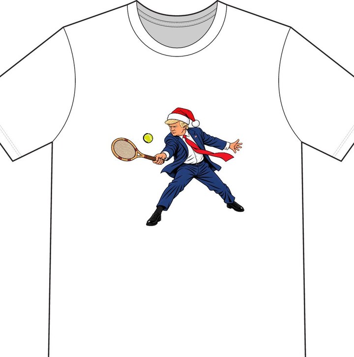 Donald Trump, Holiday illustrated on a white tennis T-shirt