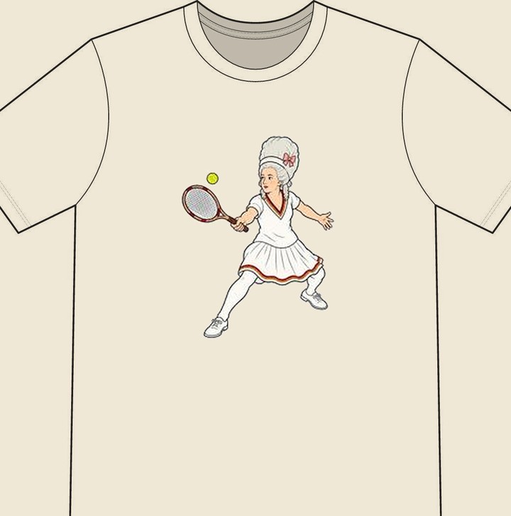 Marie Antoinette illustrated on a natural tennis T-shirt