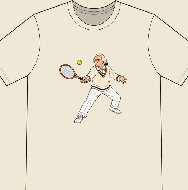 George Washington illustrated on a natural tennis T-shirt